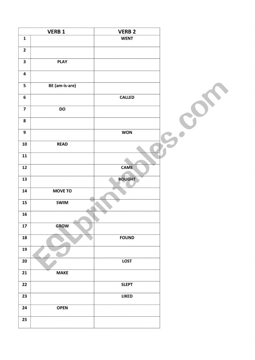 verb quiz worksheet