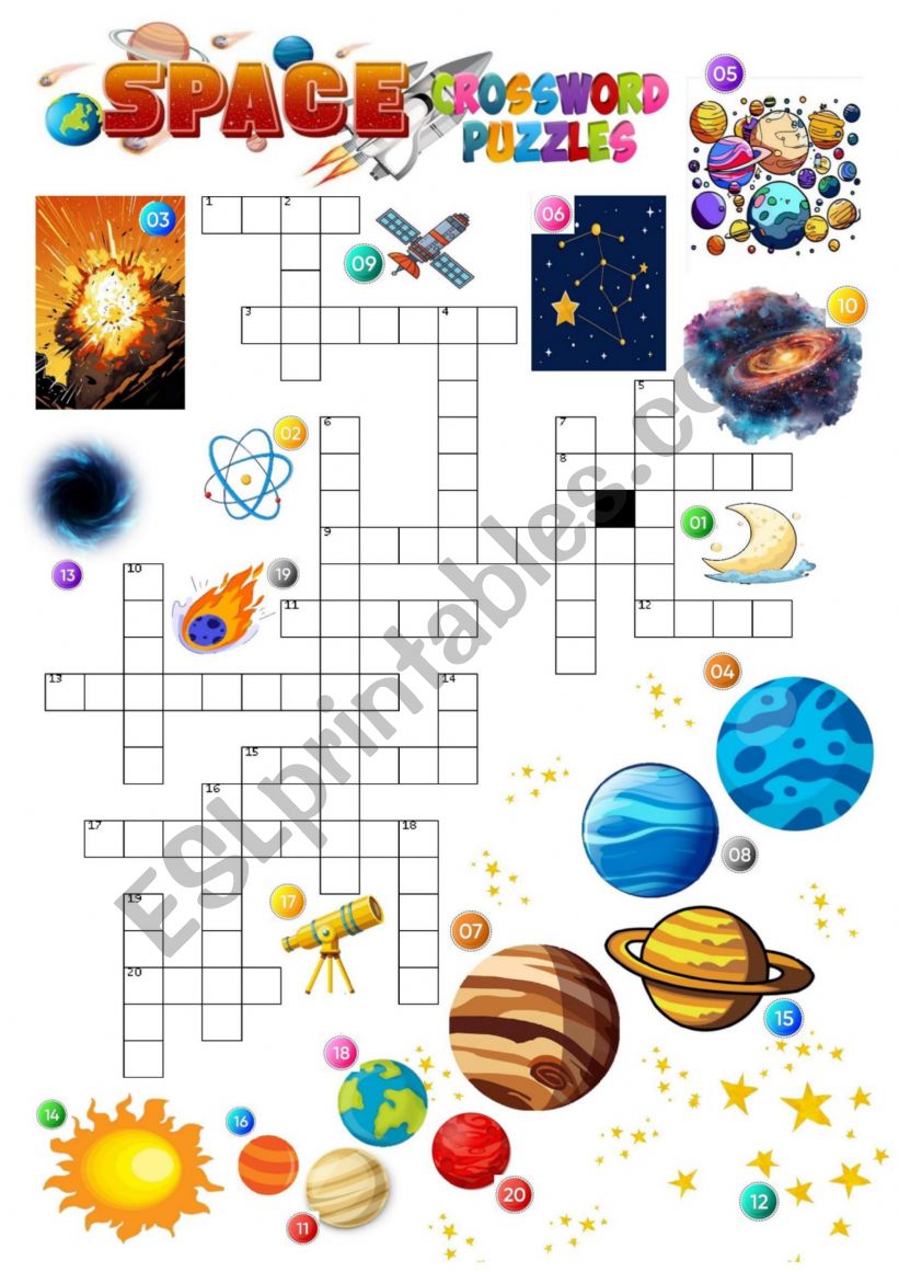 space crossword worksheet