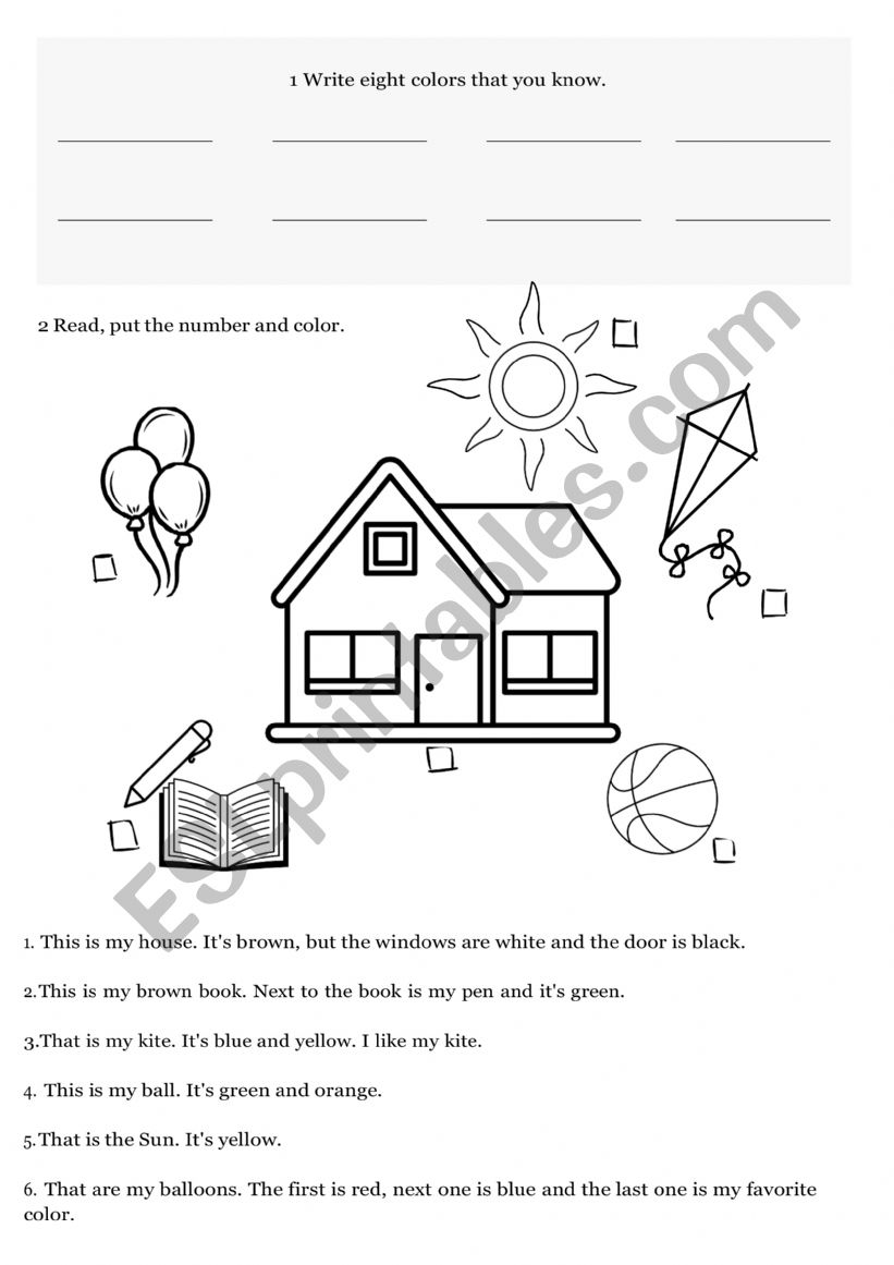 Colours worksheet