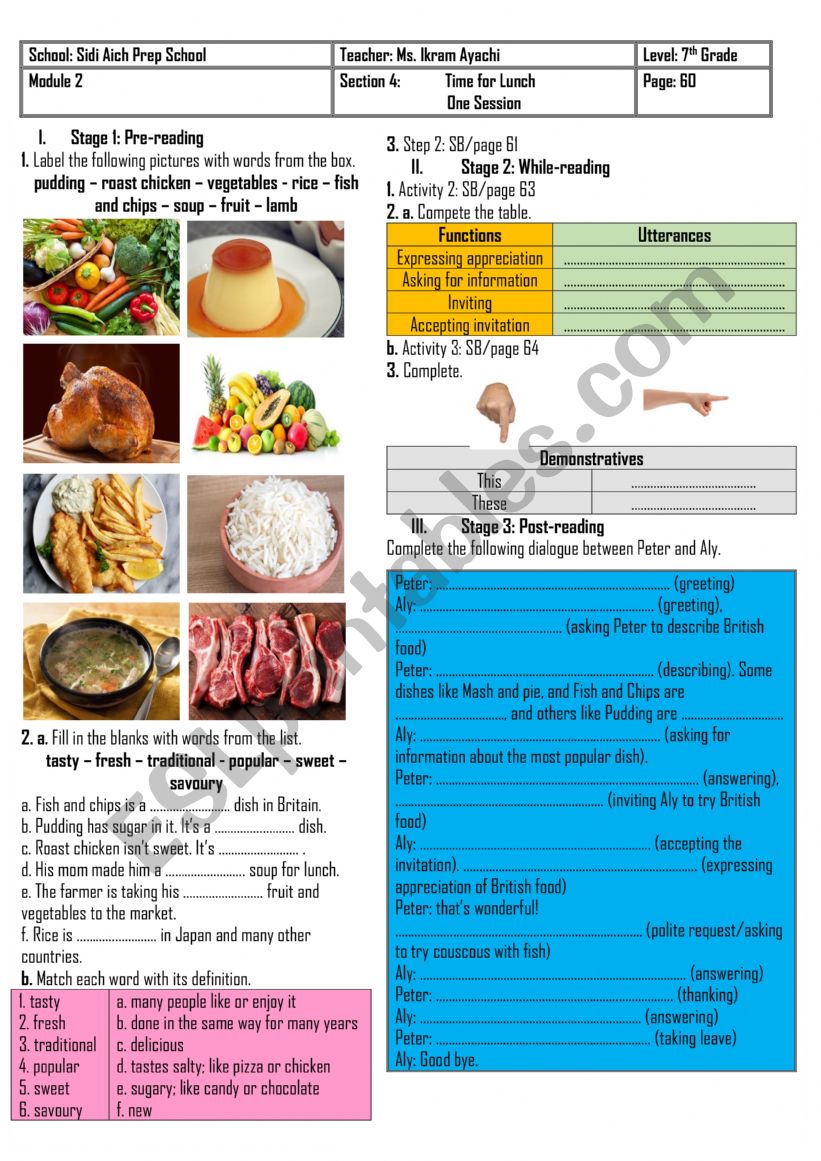 7th Grade - Module 2 - Section 4 - Time for Lunch + Group Session