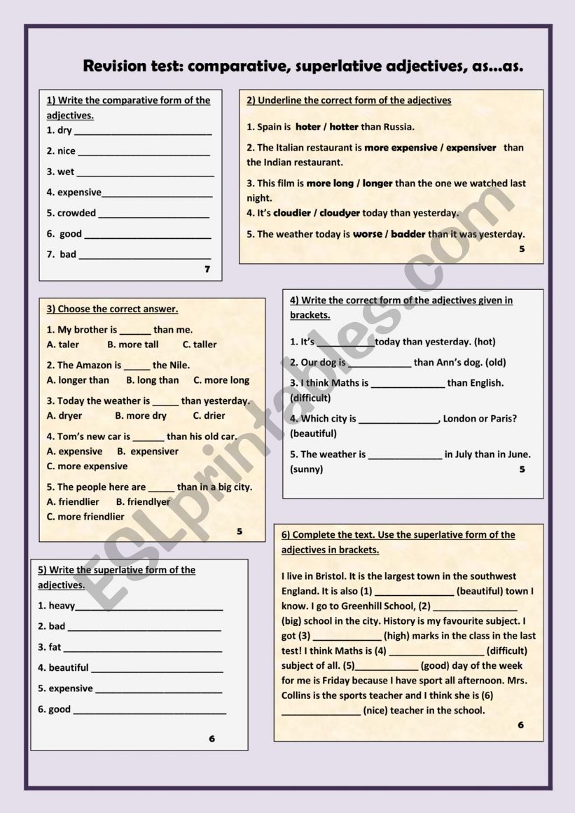 Comparative&Superlative Adjective Fillin