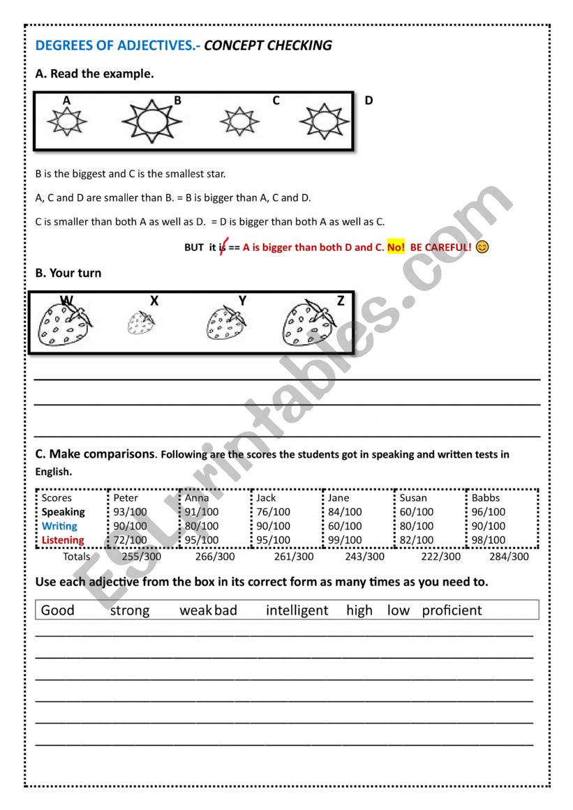 DEGREES OF ADJECTIVES. Concept checking