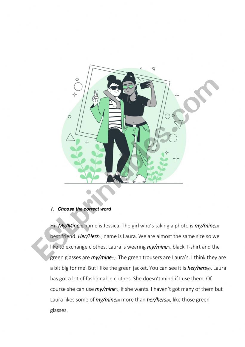 Posessive pronouns worksheet