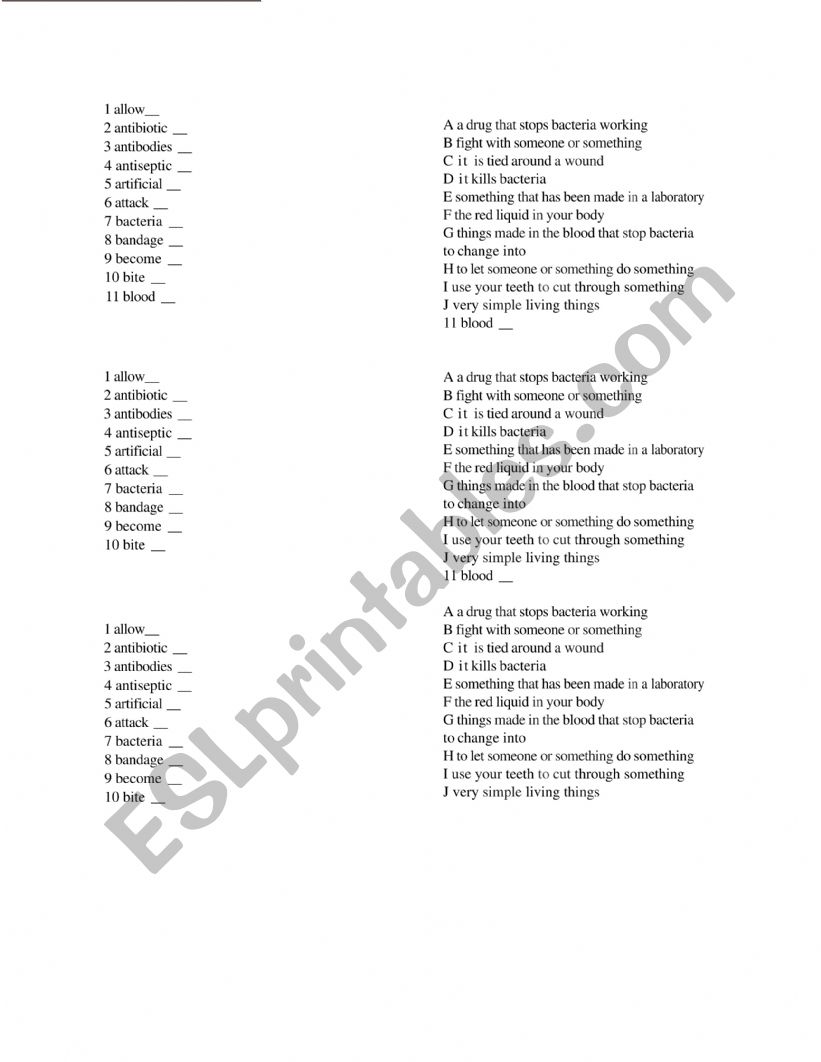 OXFORD READ AND DISCOVER - LEVEL 5 - MEDICINE THEN AND NOW - VOCAB MATCHING