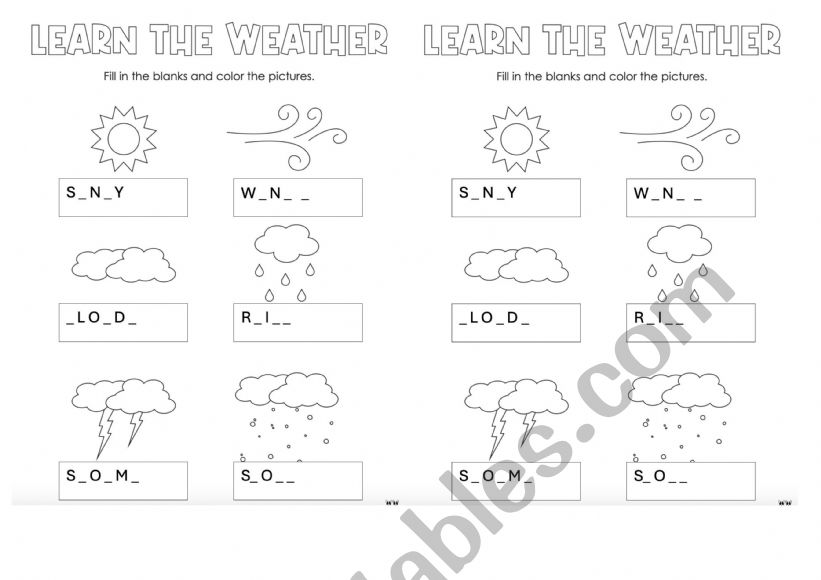 Look and write WEATHER worksheet