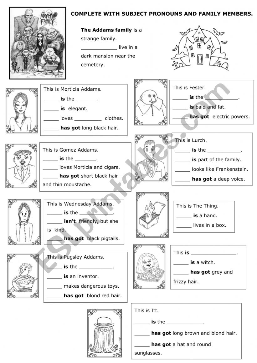 The Addams Family worksheet