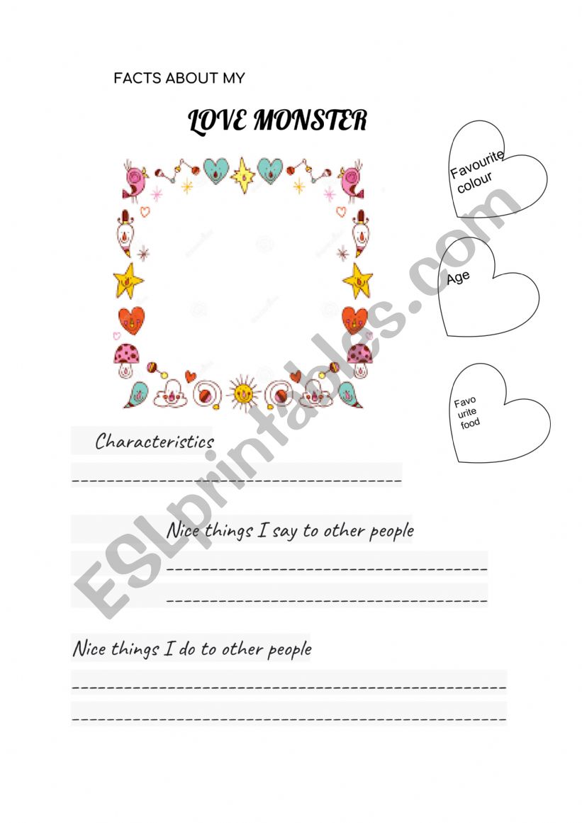 My love monster worksheet