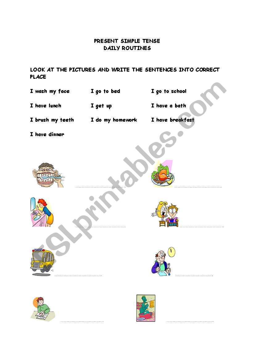 daily routines worksheet