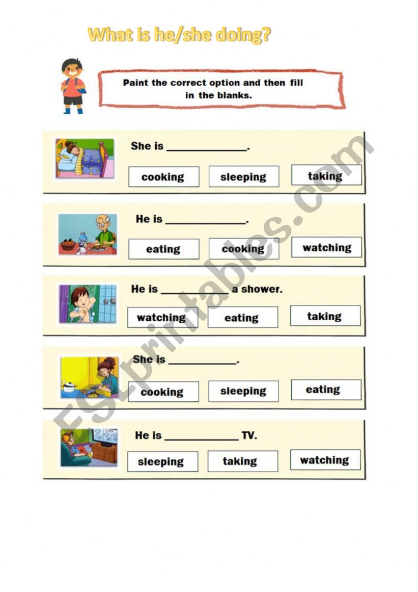 Present continuous worksheet