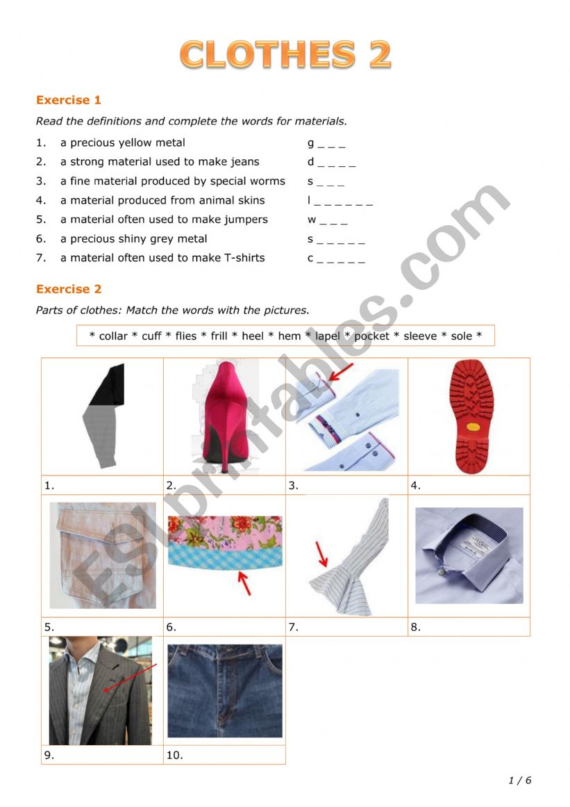 Clothes 2 worksheet