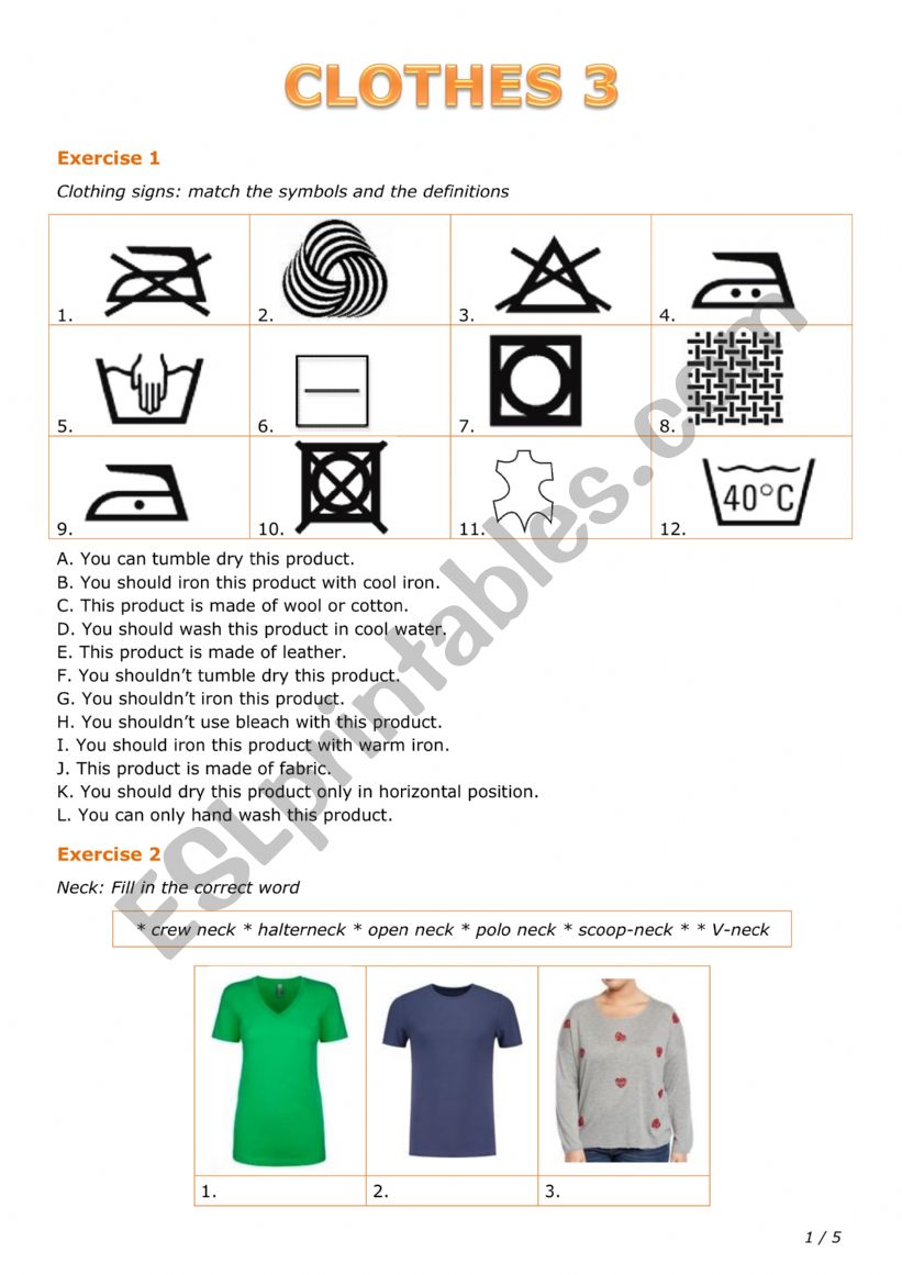 Clothes 3 worksheet