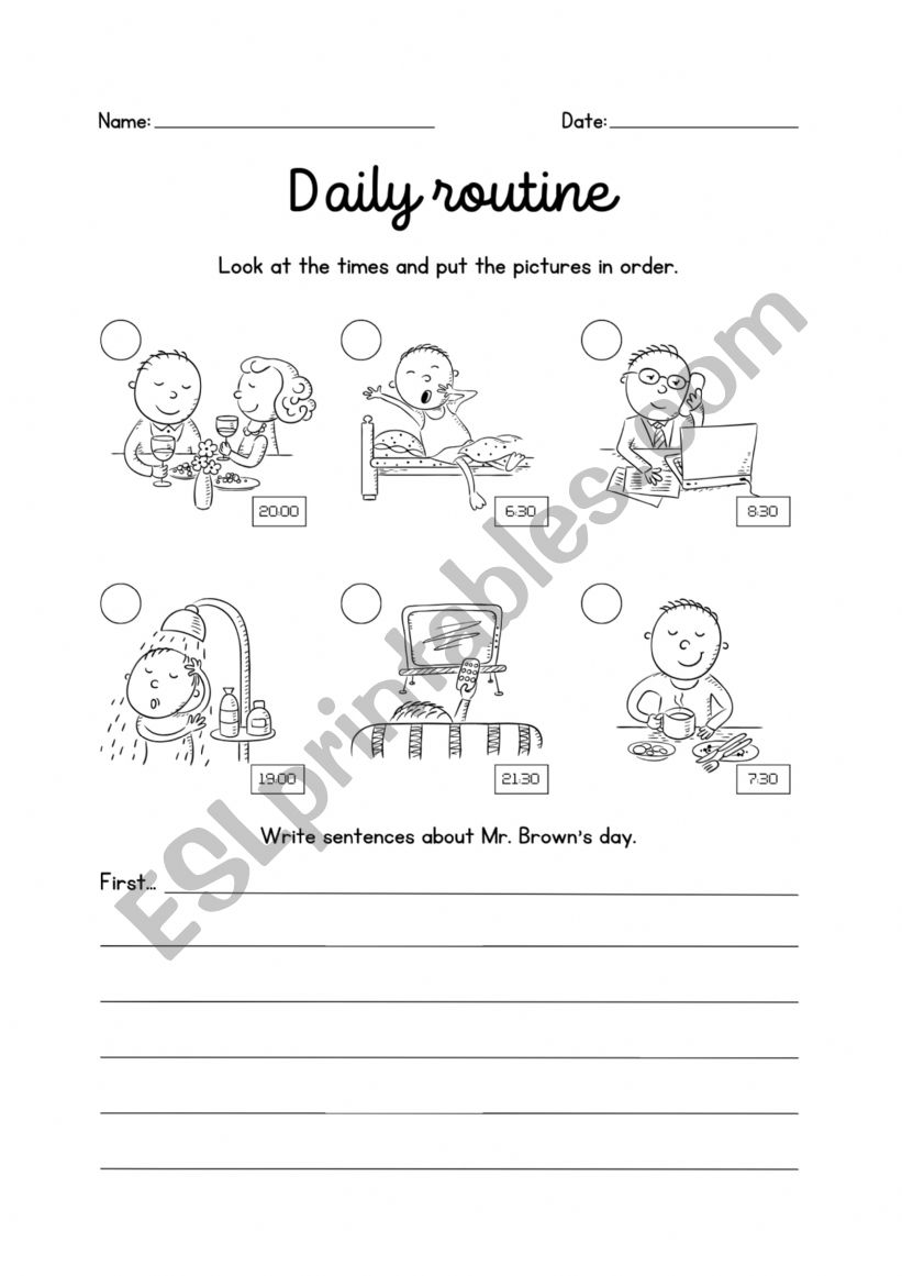 daily routine worksheet