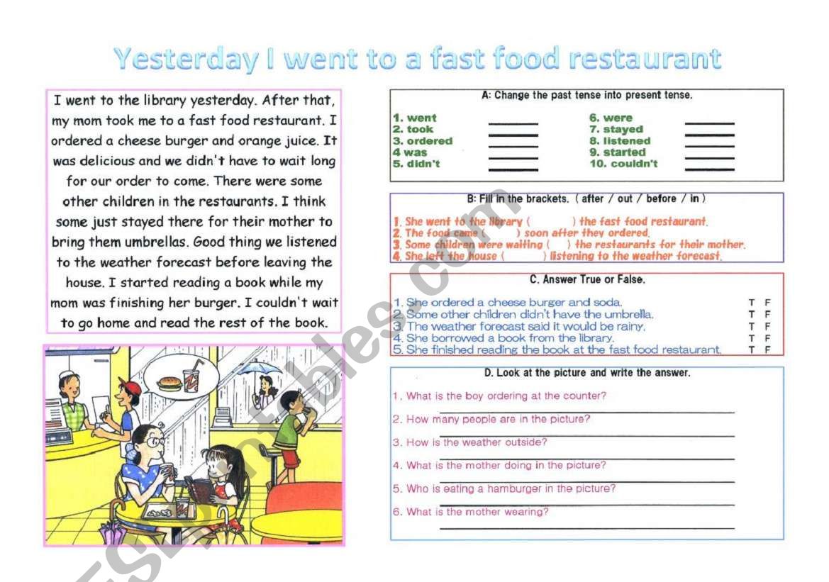 Reading With Past Simple ESL Worksheet By Micah