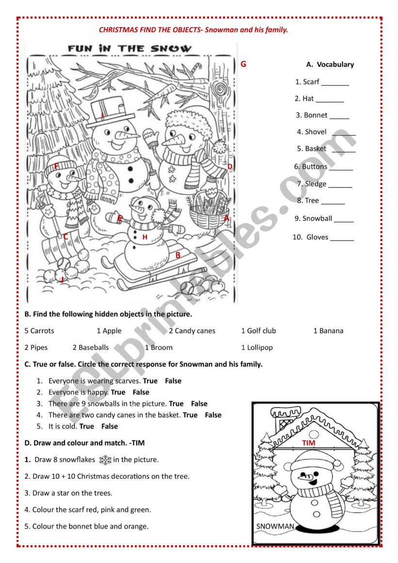 CHRISTMAS FIND THE OBJECTS worksheet