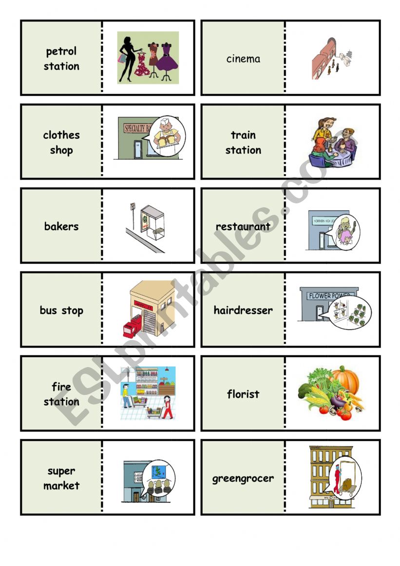 Places in Town DOMINO worksheet