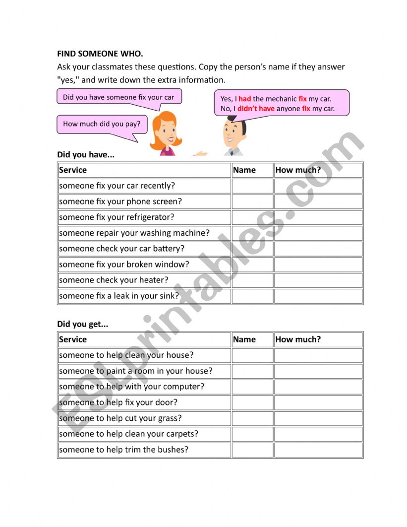 Active Causative - ESL worksheet by mangli975