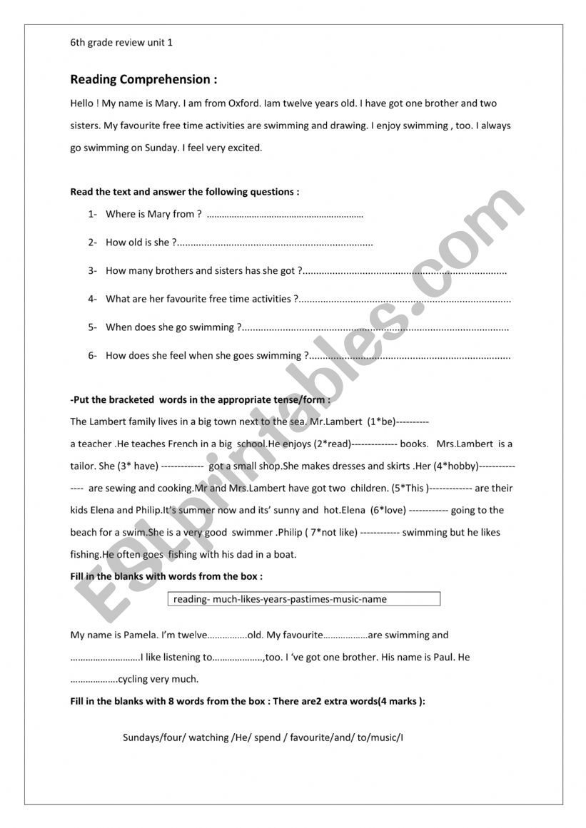 review worksheet