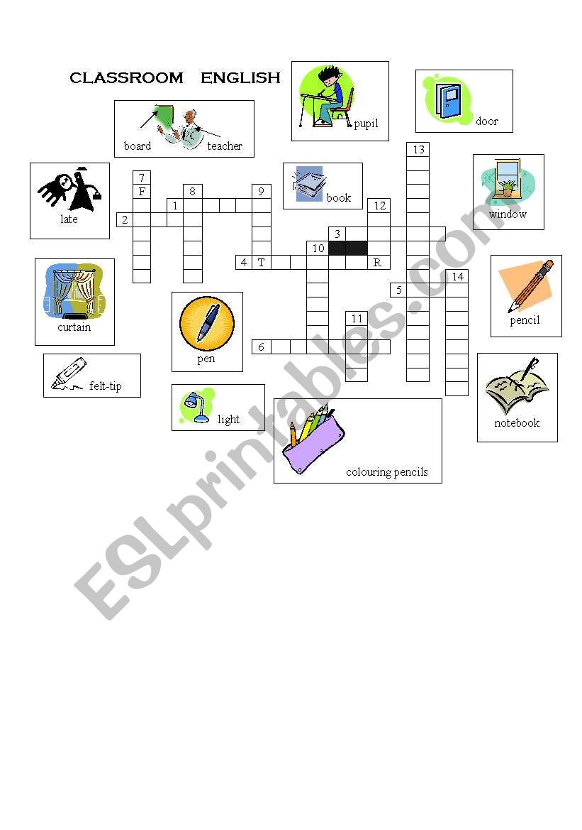 classroom English worksheet