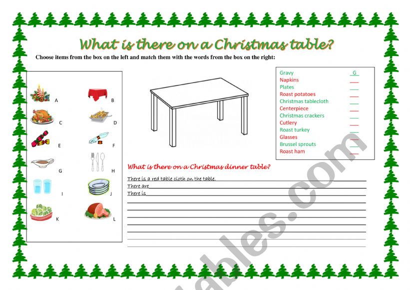 Christmas table - there is/there are beginner practice