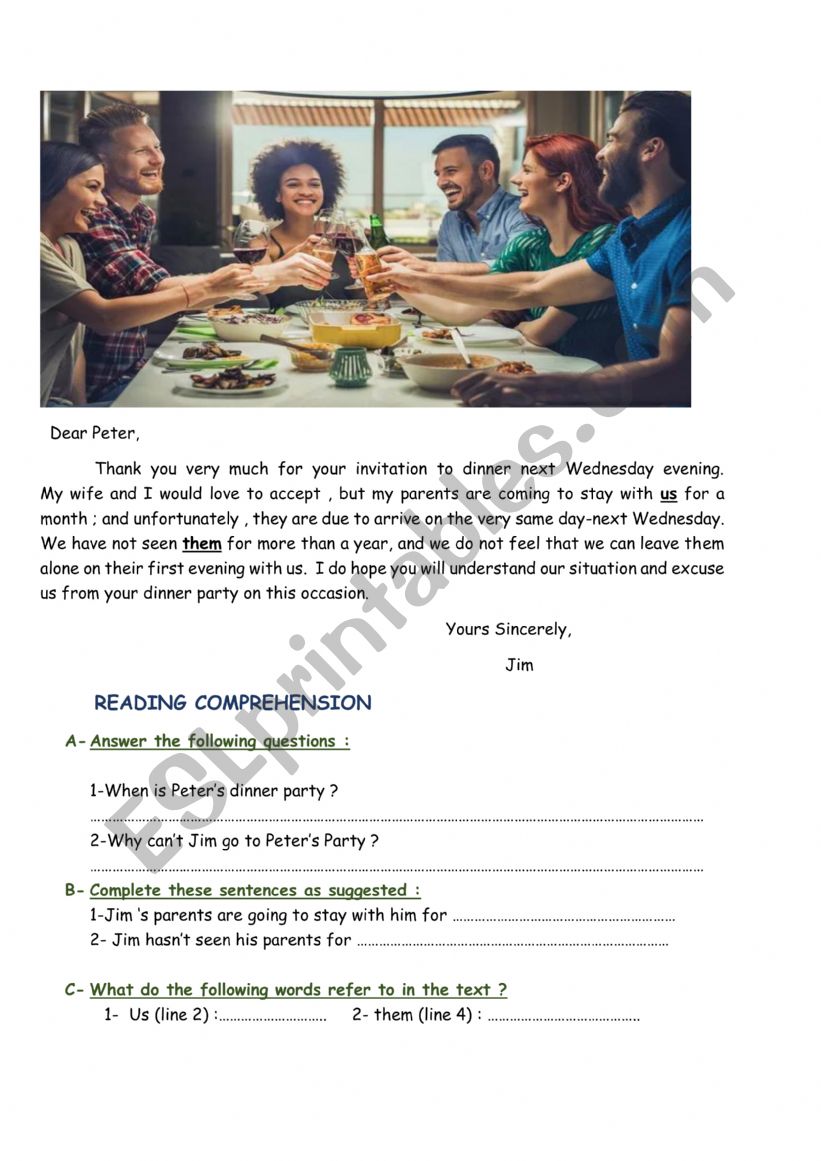 reading comprehension worksheet