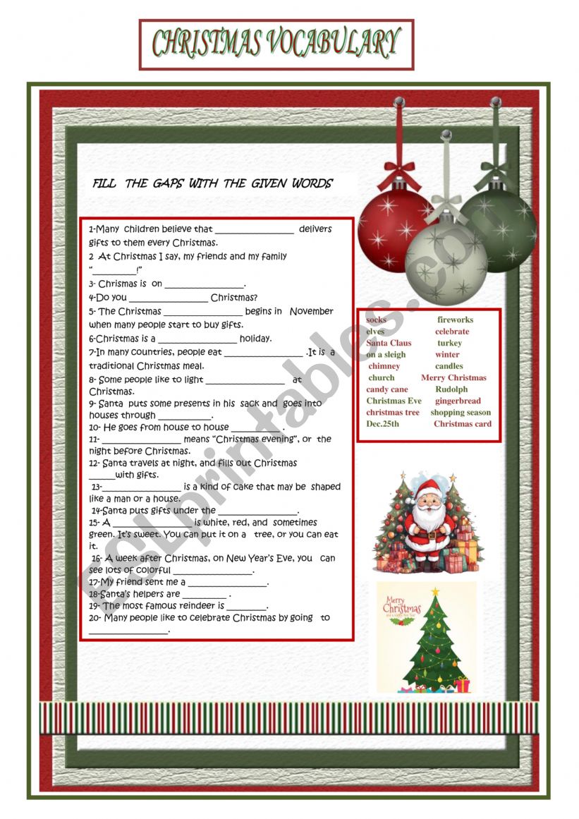 CHRISTMAS  worksheet