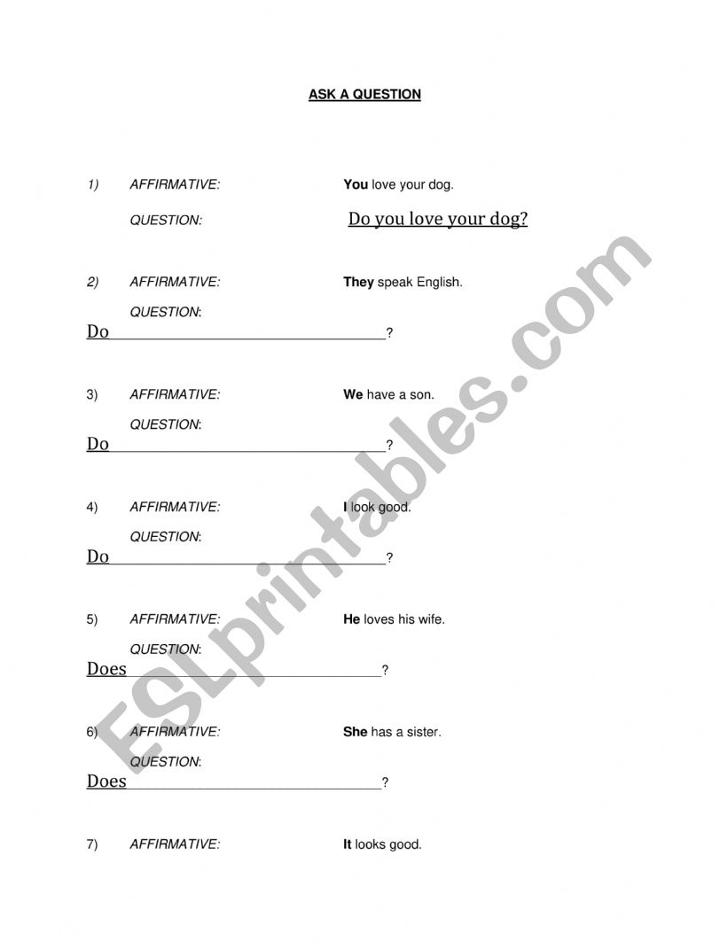 Asking Questions  worksheet