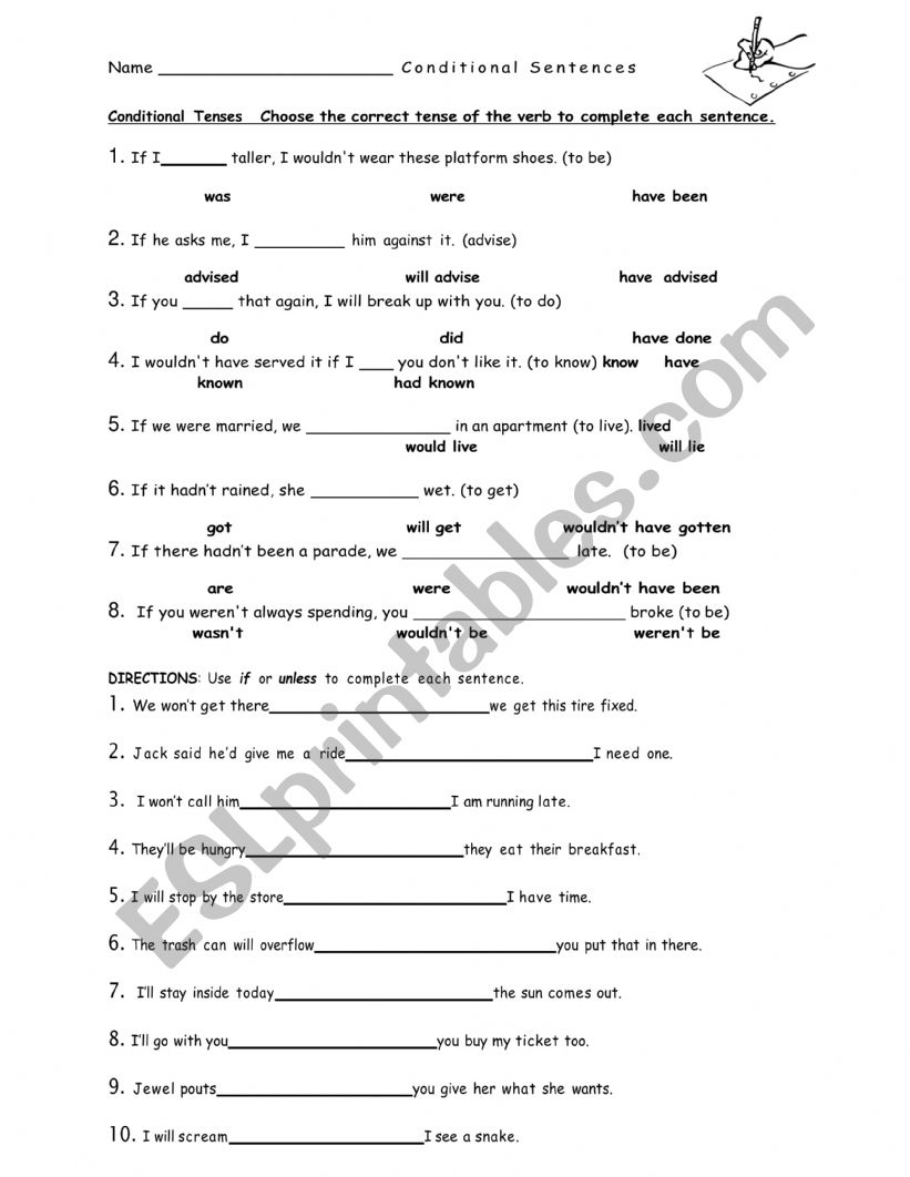 Conditional sentences worksheet