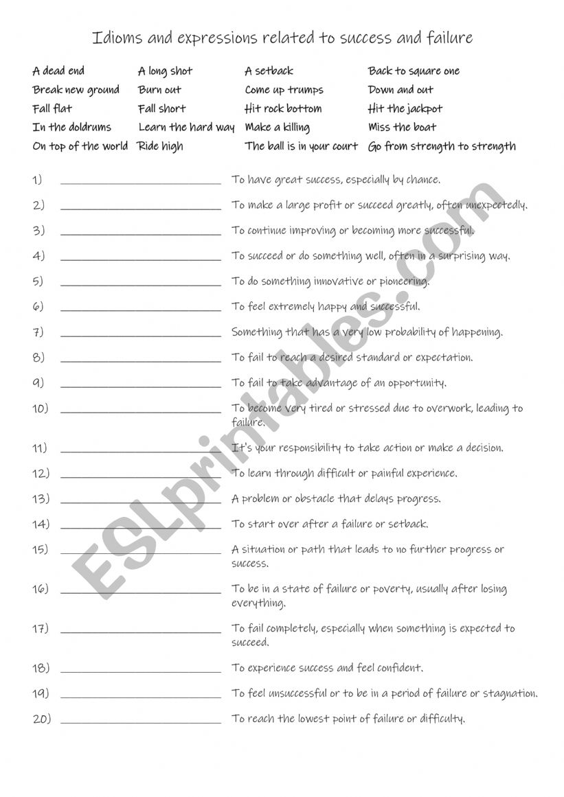 B1+-C1 Idioms and expressions related to success and failure 