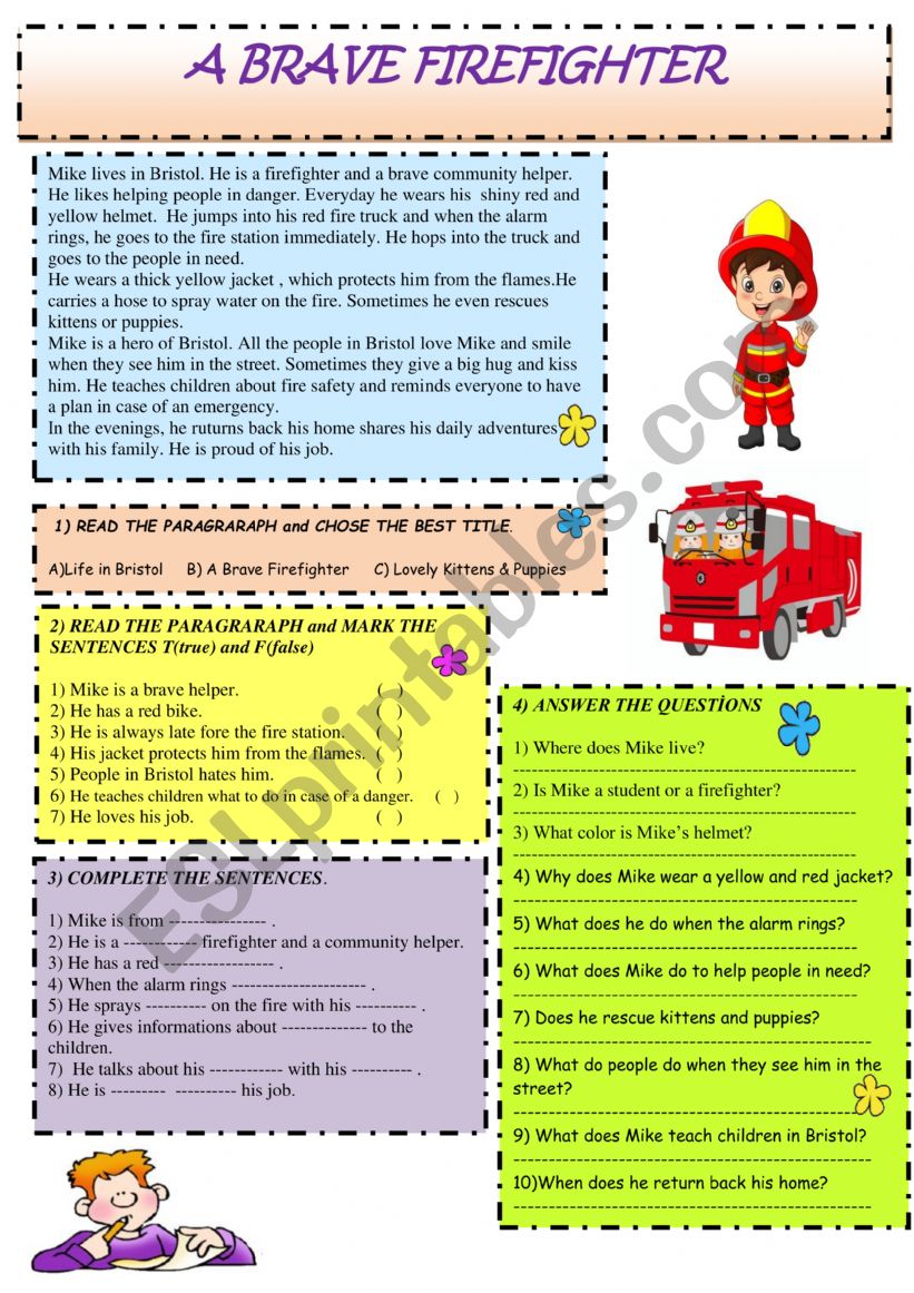 A BRAVE FIREFIGHTER worksheet