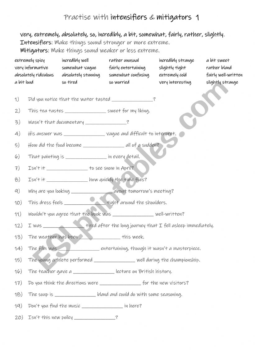 B1-B2 Practise with intensifiers & mitigators  1 