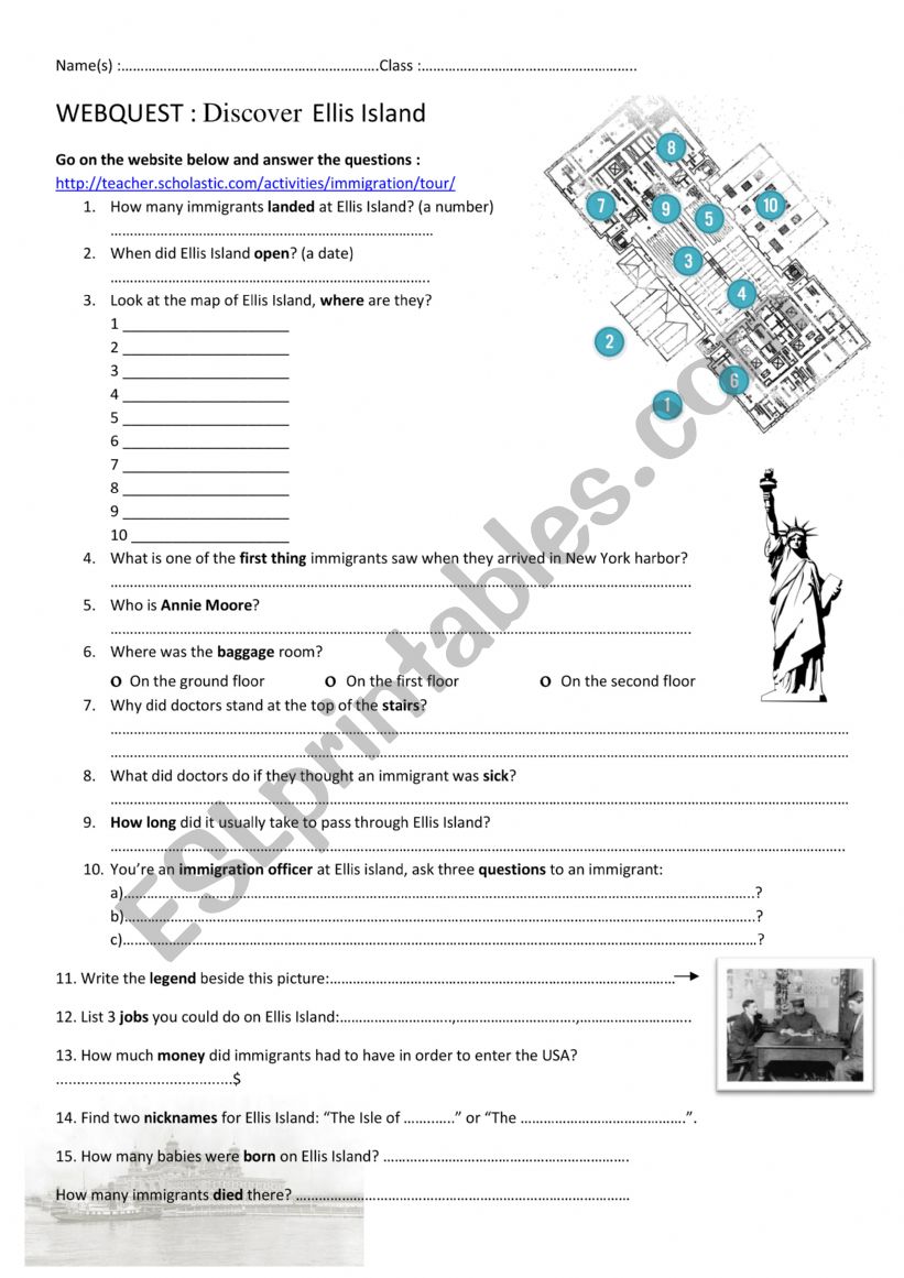 ellis Island webquest worksheet