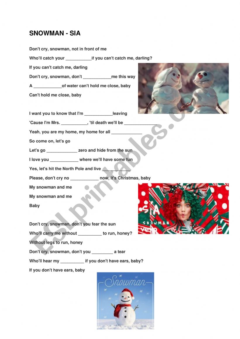 sia snowman worksheet