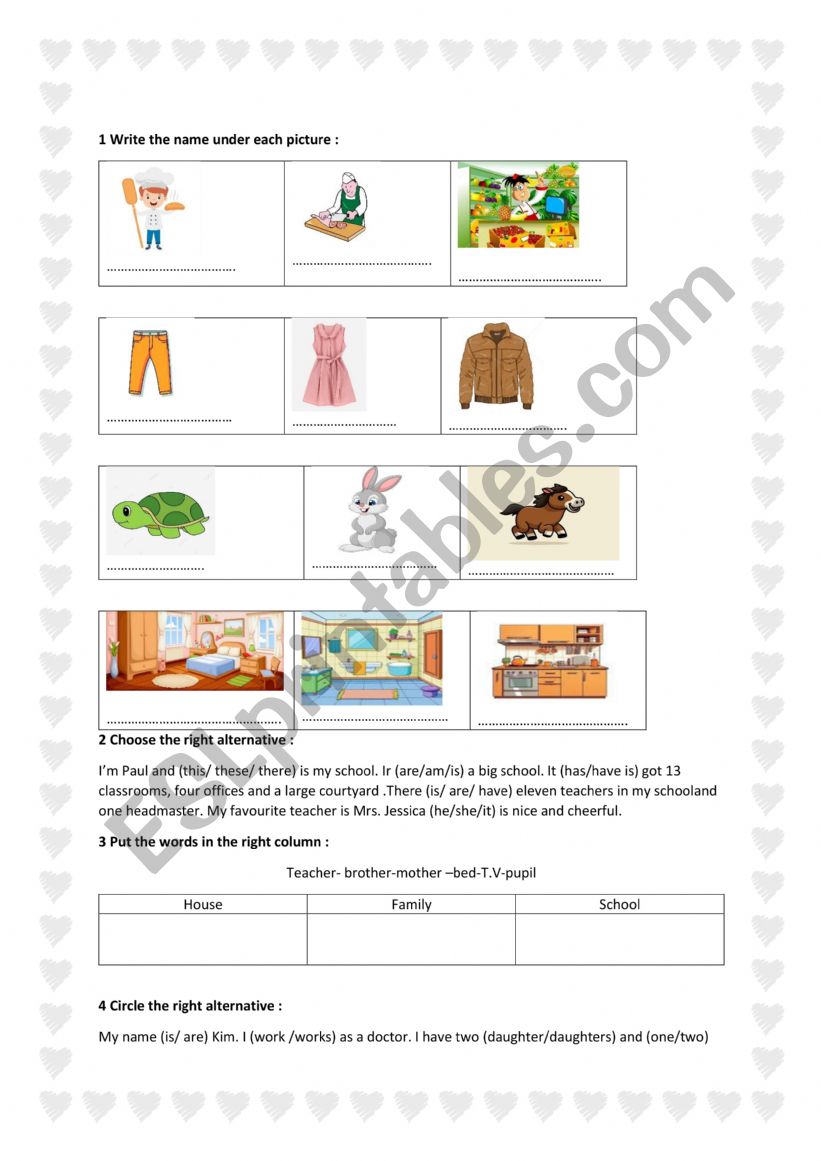 grammar worksheet