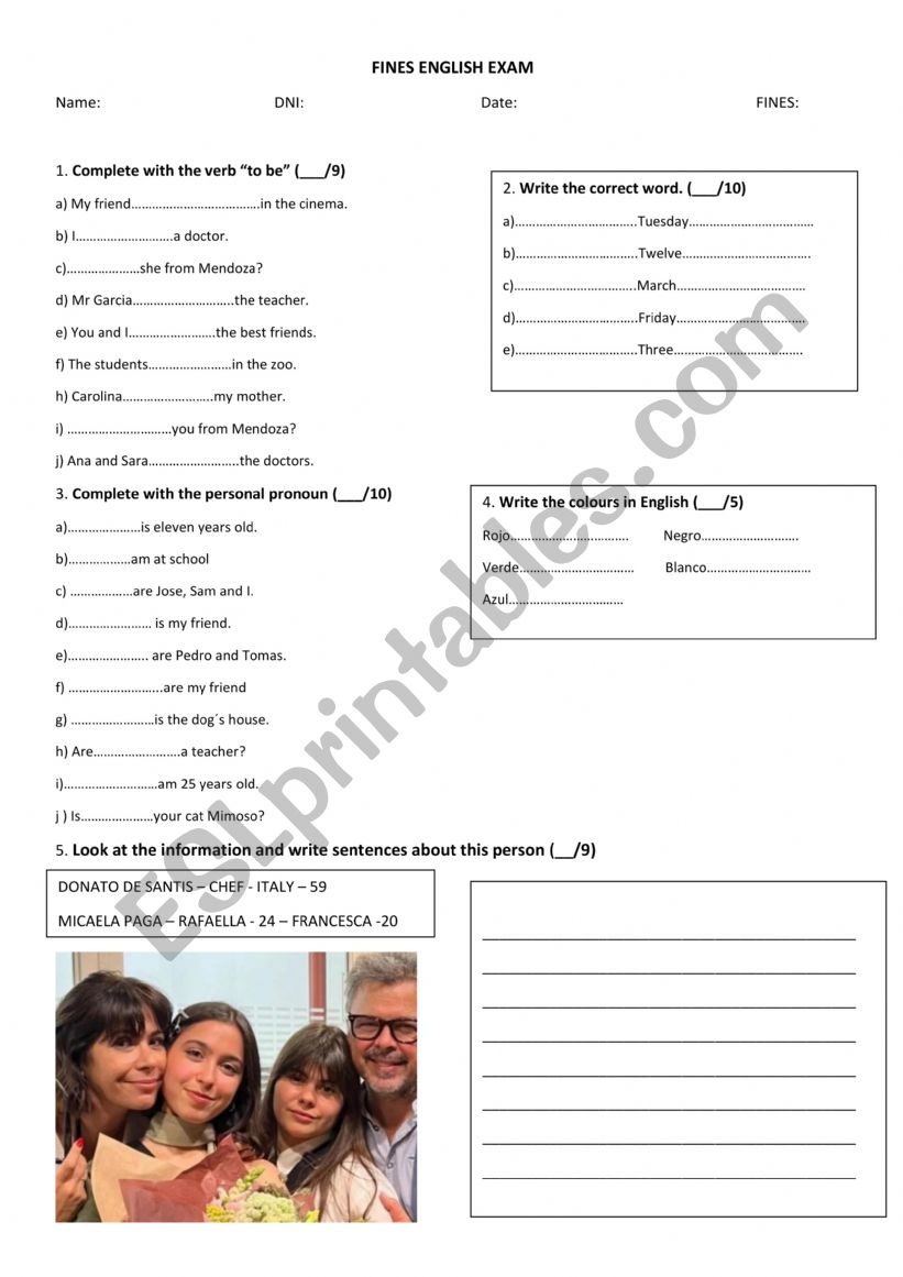 ENGLISH EXAM FOR ADULTS worksheet