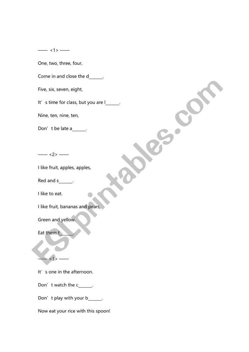 Rhyming exercise worksheet