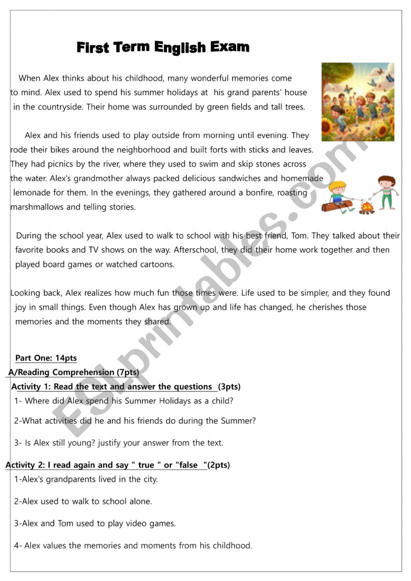 childhood memories worksheet