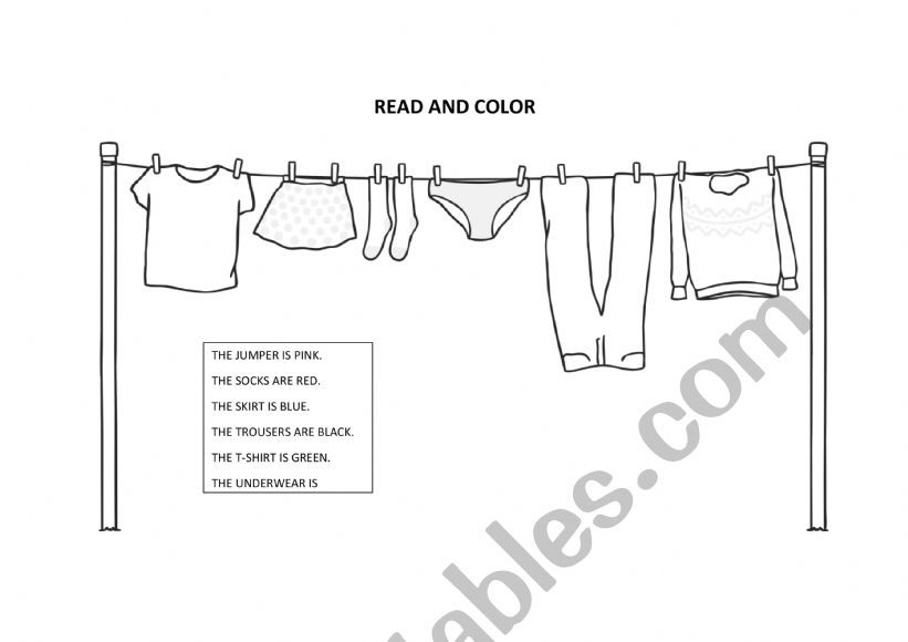 READ AND COLOUR worksheet