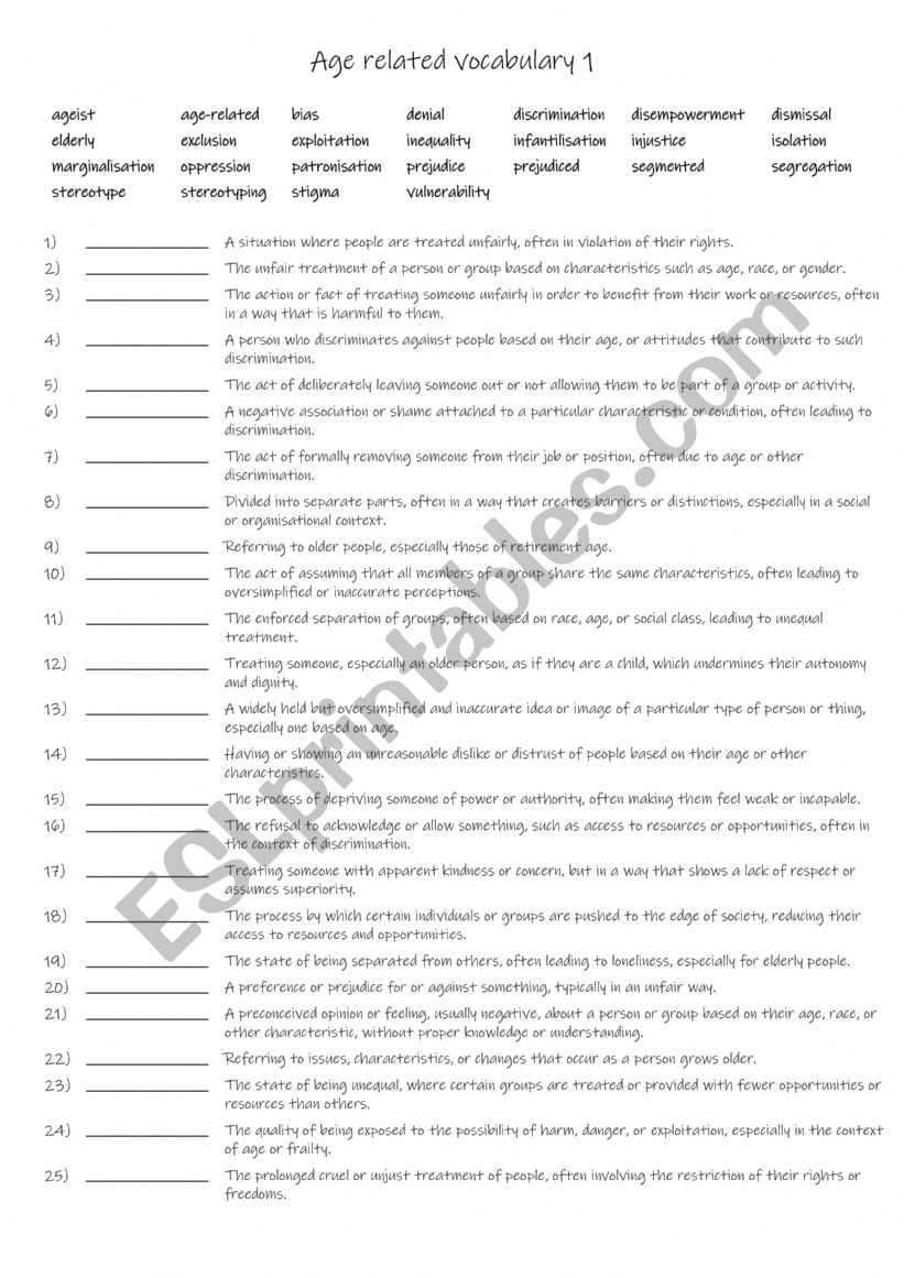 B1+-C1 Age related vocabulary 1