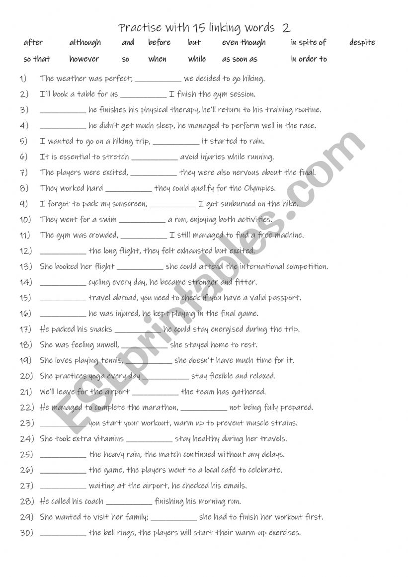 A2+-B1 Practise with 15 Linking words  2