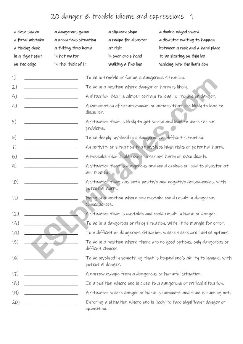 B1+-C1 20 danger & trouble idioms and expressions   1