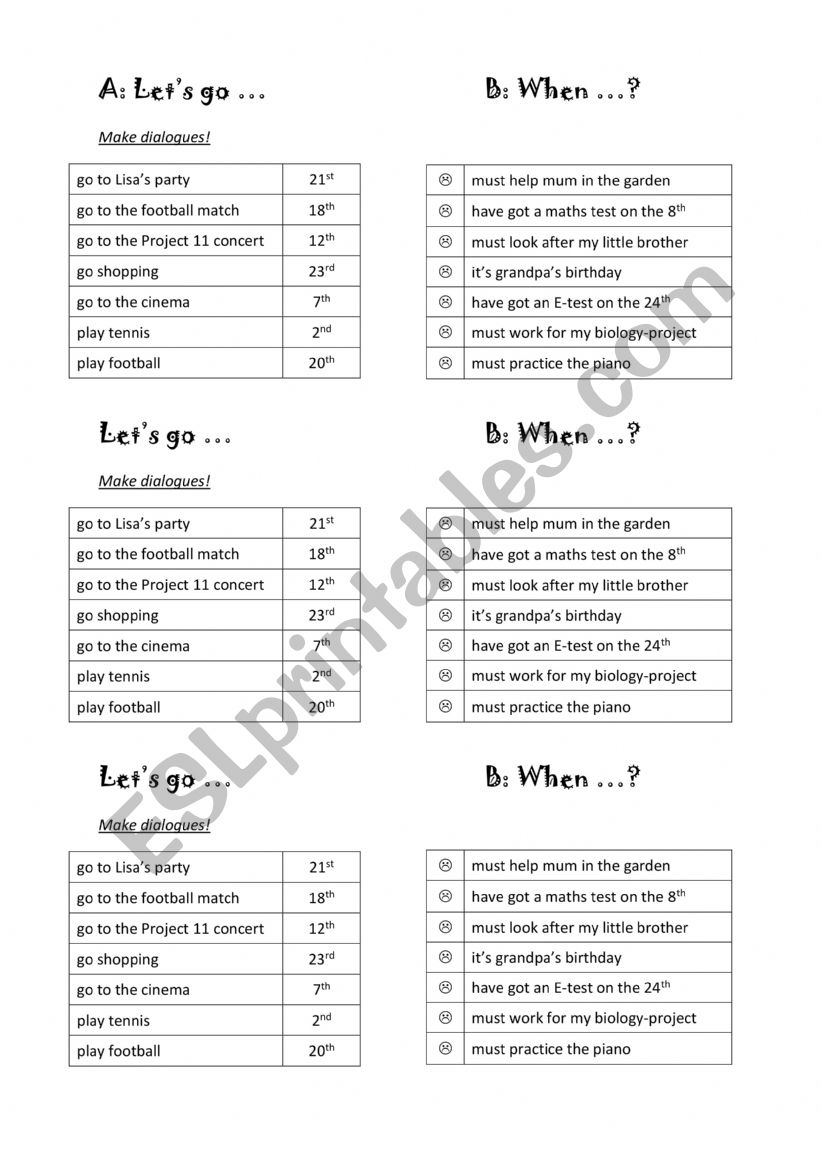 Form dialogues worksheet