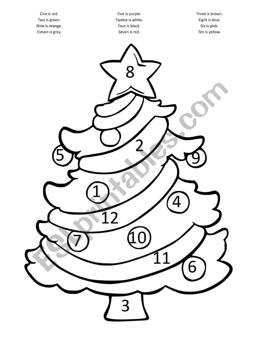 christmas tree numbers and colours