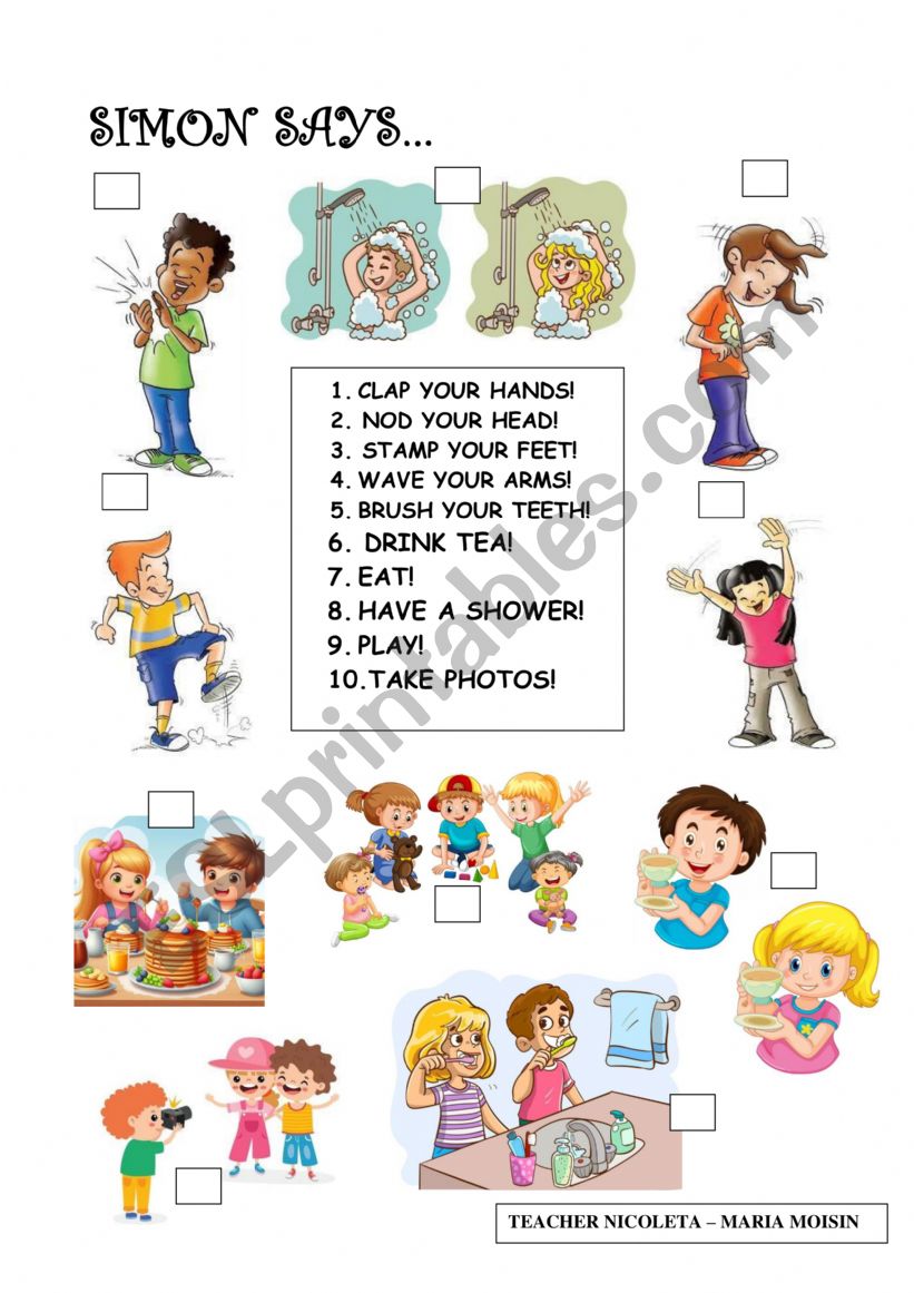 SIMON SAYS worksheet