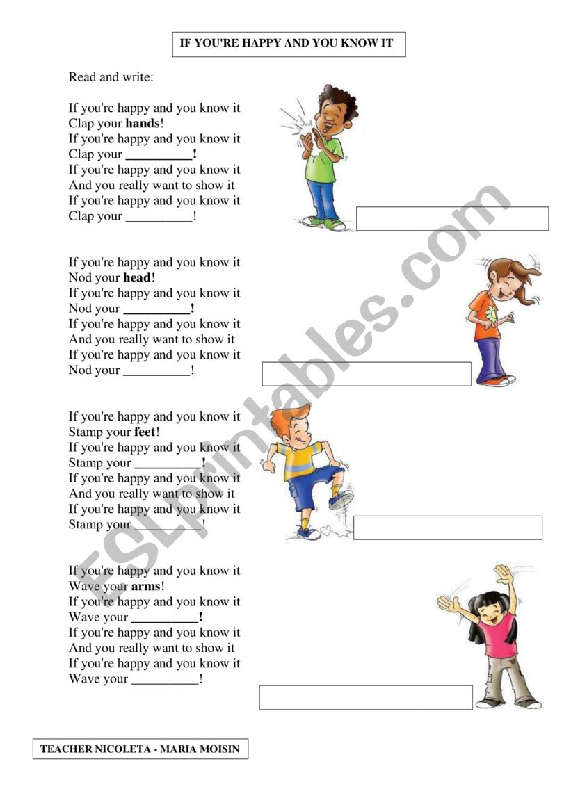 IF YOU ARE HAPPY - SONG worksheet