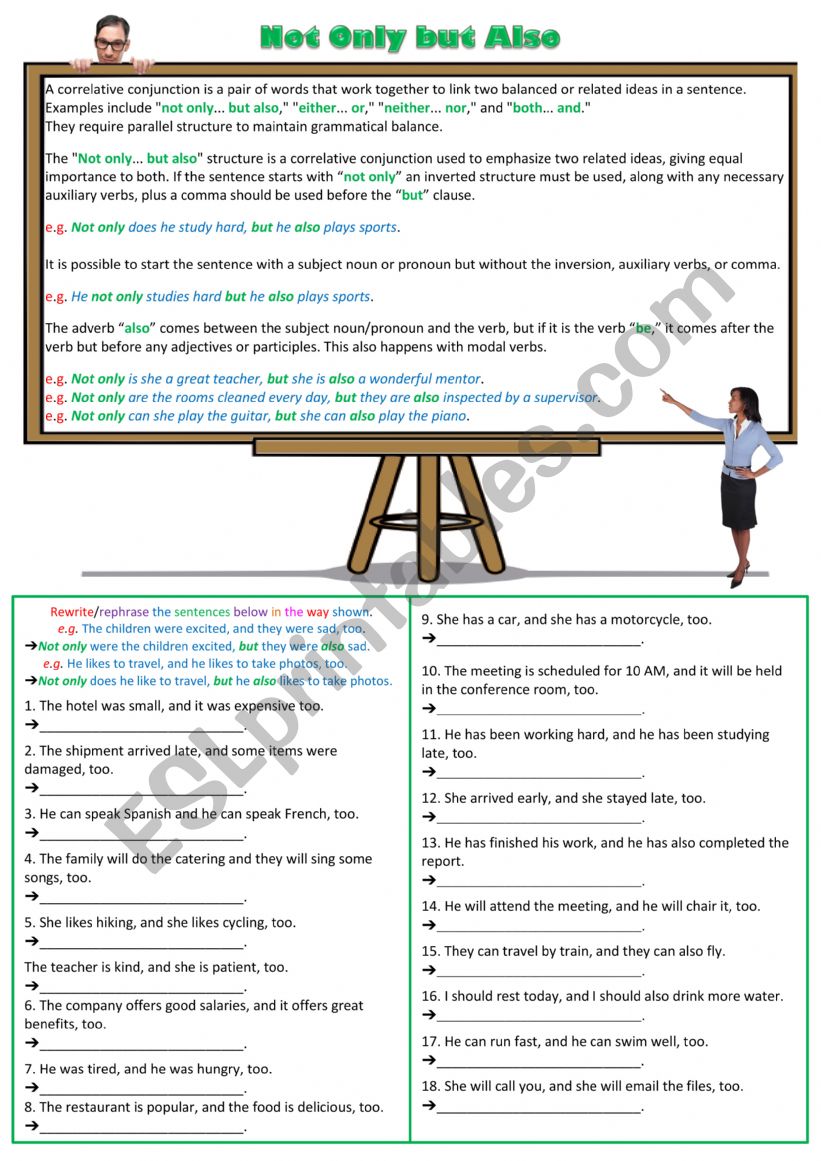 Not Only but Also - Inversion worksheet