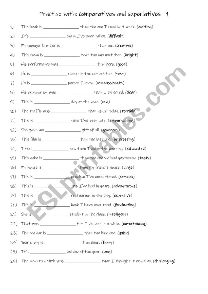 A1+-A2 Practise with comparatives and superlatives   1