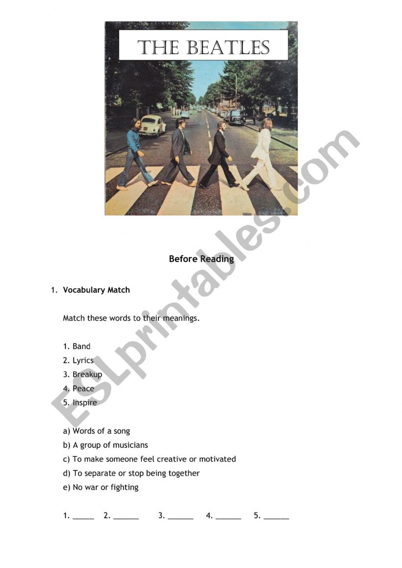 The Beatles worksheet