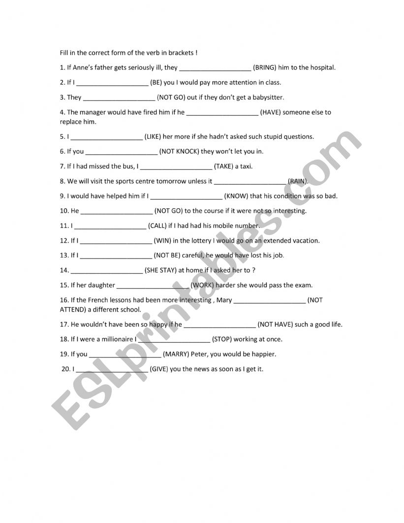 grammar worksheet