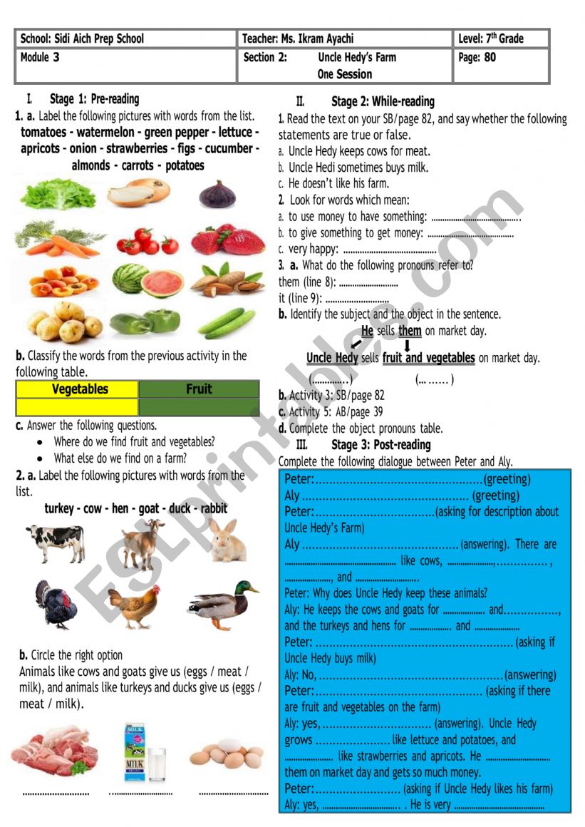 7th Grade - Module 3 - Section 2 - Uncle Hedy�s Farm + Group Session