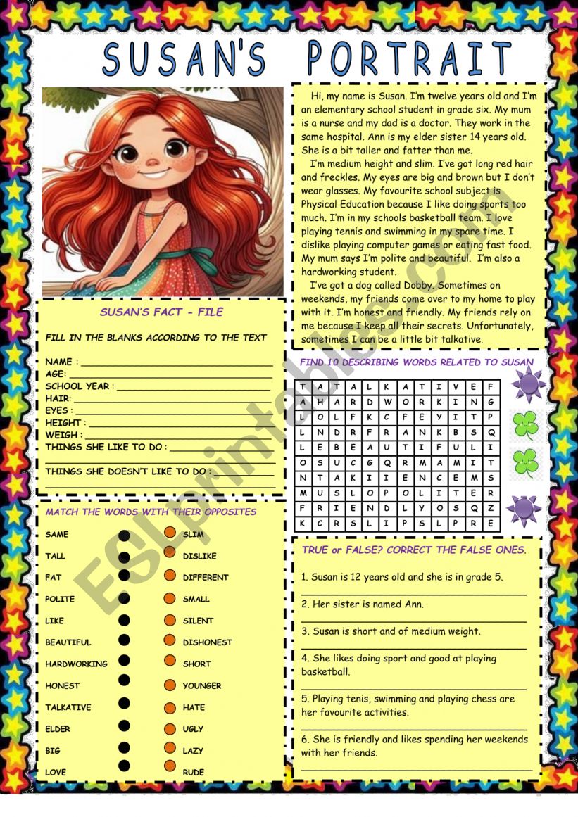 DESCRIBING PEOPLE worksheet